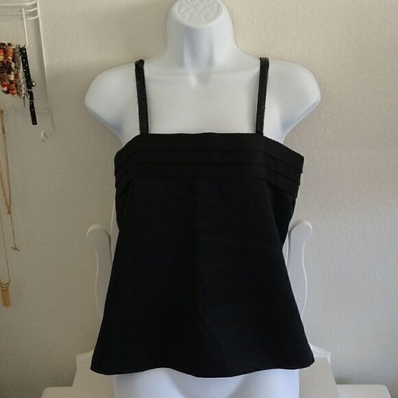 Vintage Evening Blouse 80's 90's Top Sequin Spaghetti Straps Black size S - Picture 2 of 9